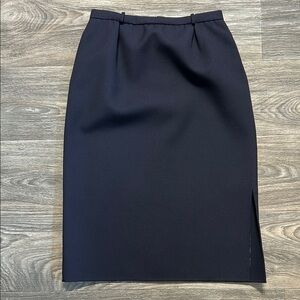 Vintage NWT Andre Laug 70s Couture Suit Skirt Navy Wool Made in Italy Size 12